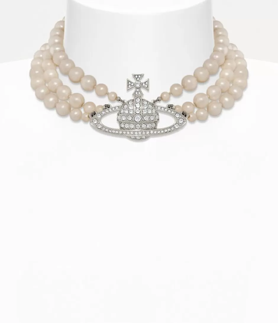 Vivienne Westwood Three Row Pearl Bas Relief Choker Flash Sale