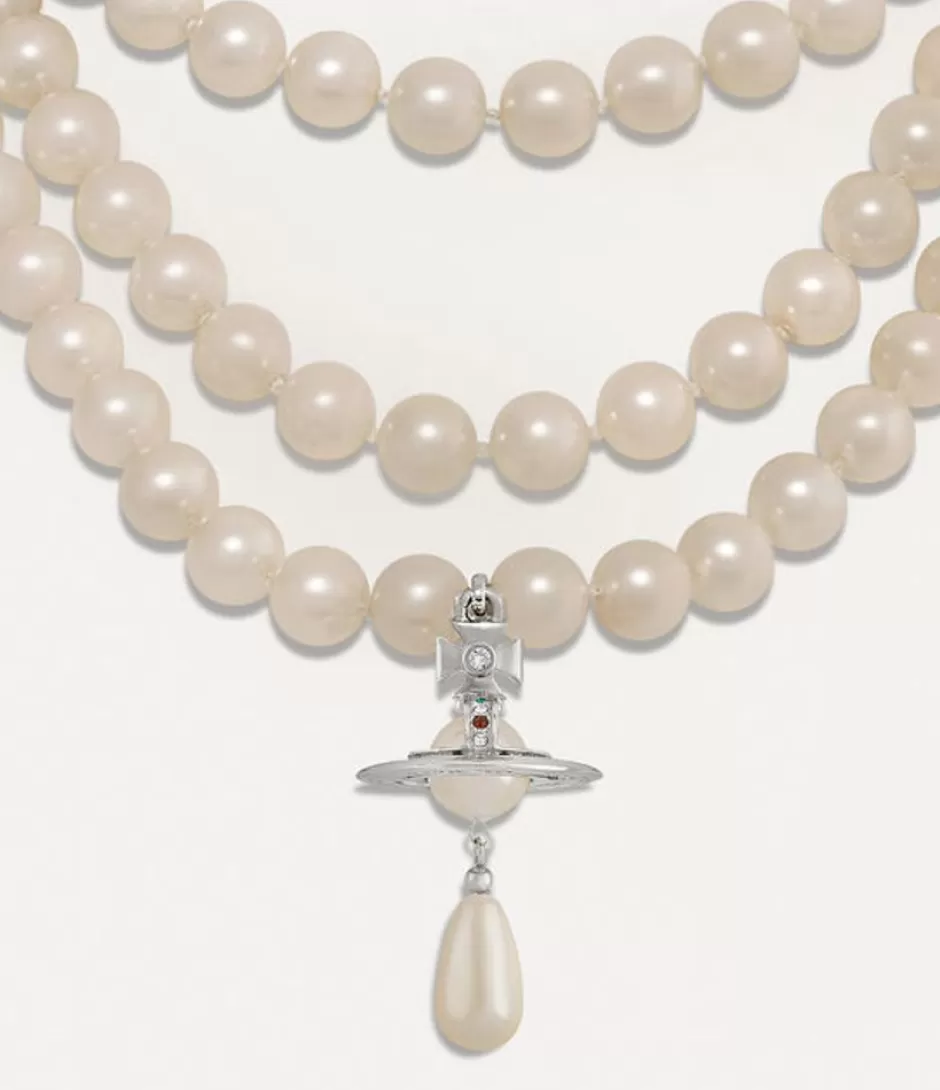 Vivienne Westwood Three Row Pearl Drop Choker Fashion