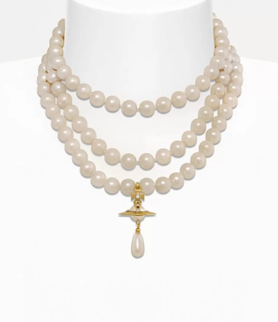 Vivienne Westwood Three Row Pearl Drop Choker Outlet